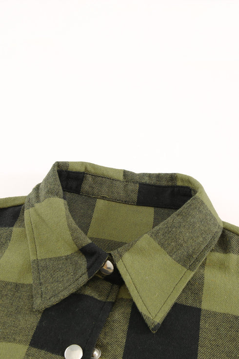 Turn-Down Collar Plaid Shirt Coat